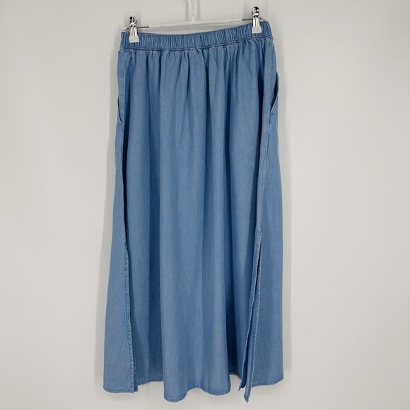 Haven Well Within Chambray Maxi Skirt Women’s XXS Tencel Blue Minimalist Capsule - Picture 6 of 11